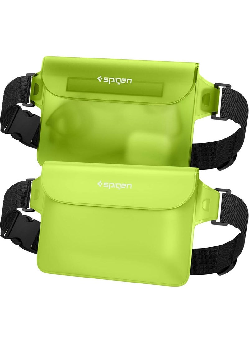 Spigen Aqua Shield Waterproof Pouch Bag A620 (2-Pack) Dry Bag with Adjustable Waist Strap for Beach Swimming Fishing Camping Canoeing Hiking Kayaking Paddle Boarding & Boating - Cactus Green [2 PACK]  - Image 1