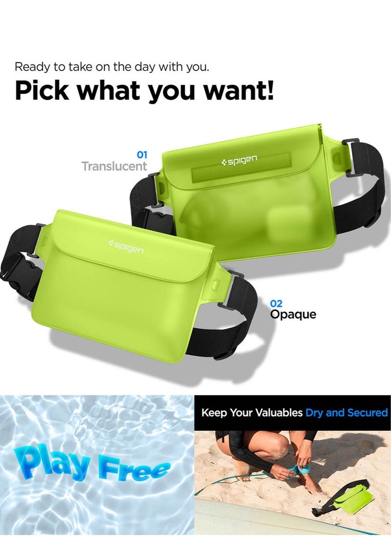 Spigen Aqua Shield Waterproof Pouch Bag A620 (2-Pack) Dry Bag with Adjustable Waist Strap for Beach Swimming Fishing Camping Canoeing Hiking Kayaking Paddle Boarding & Boating - Cactus Green [2 PACK]  - Image 2