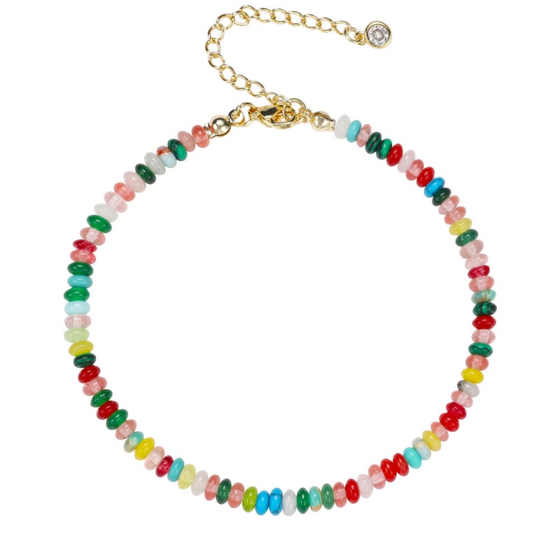 Wremily Natural Stone Beaded Anklets Bracelets for Women Handmade Beaded Anklet Bracelet Waterproof Boho Beads Ankle Bracelet Adjustable Summer Jewelry - Image 1
