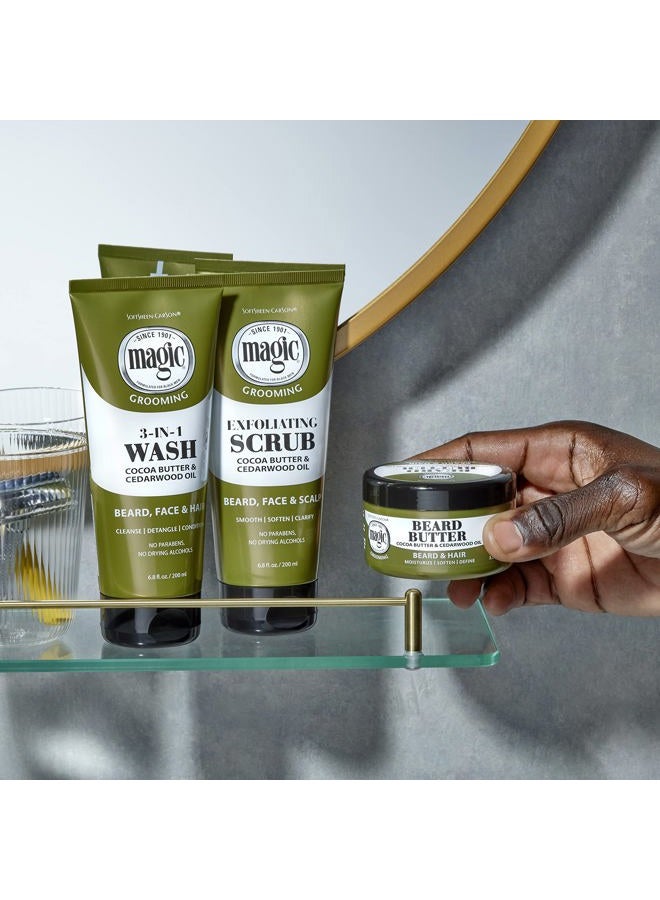 Softsheen-Carson Magic Shaving Beard Grooming Kit for Men with Cedarwood Oil, Includes Beard Butter, Scrub and Cleanser, Gift Set for Facial Hair Care,1 kit - Image 3