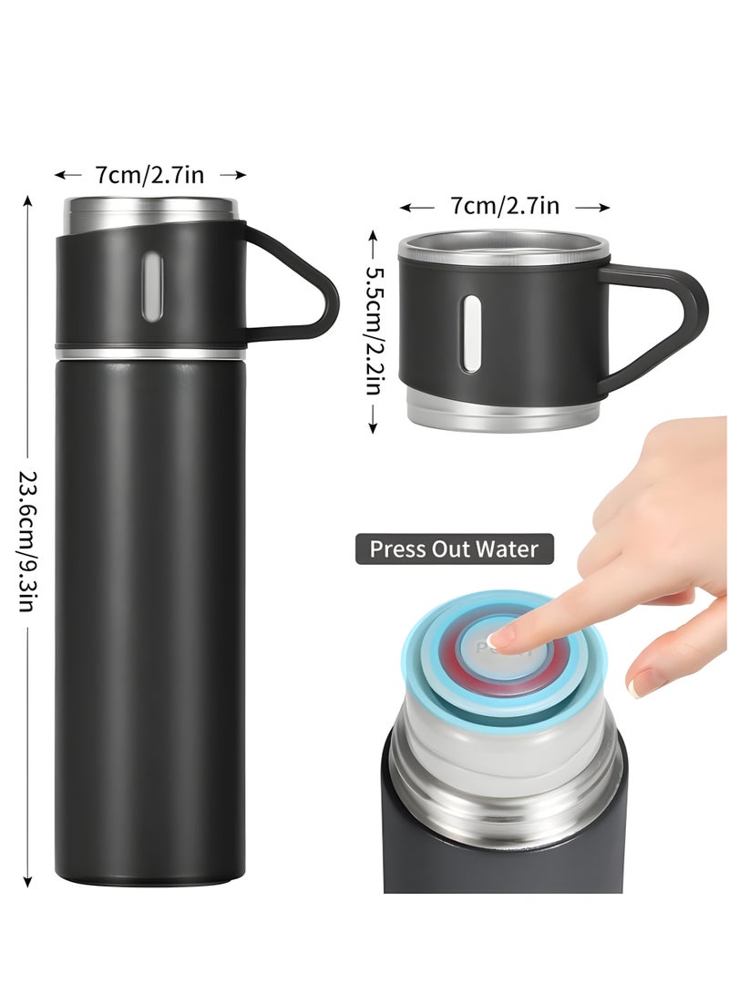 Vacuum Flask 500 ml Vacuum‑Insulated Stainless‑Steel Travel Mug – Double‑Layer Thermos with 3 Interlocking Lids/Cups, BPA‑Free - Image 3