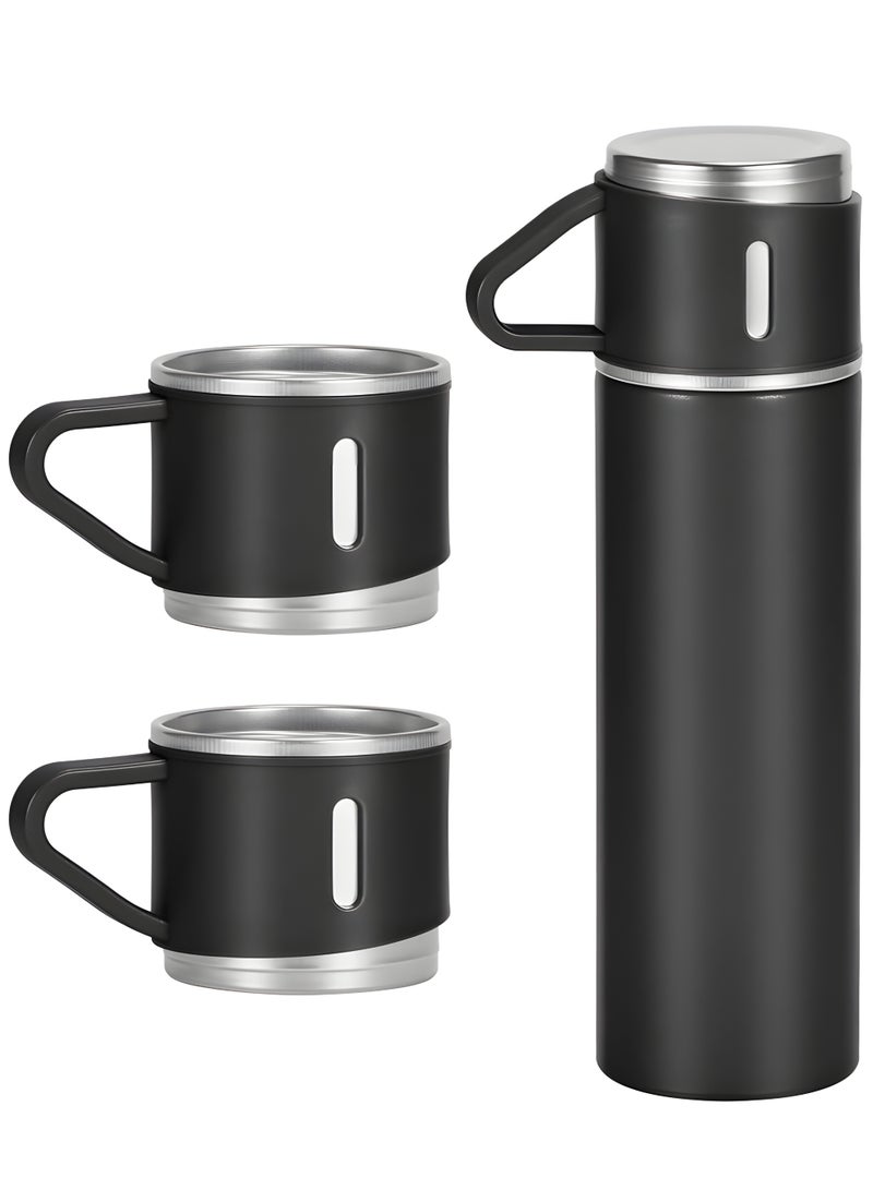 Vacuum Flask 500 ml Vacuum‑Insulated Stainless‑Steel Travel Mug – Double‑Layer Thermos with 3 Interlocking Lids/Cups, BPA‑Free - Image 1