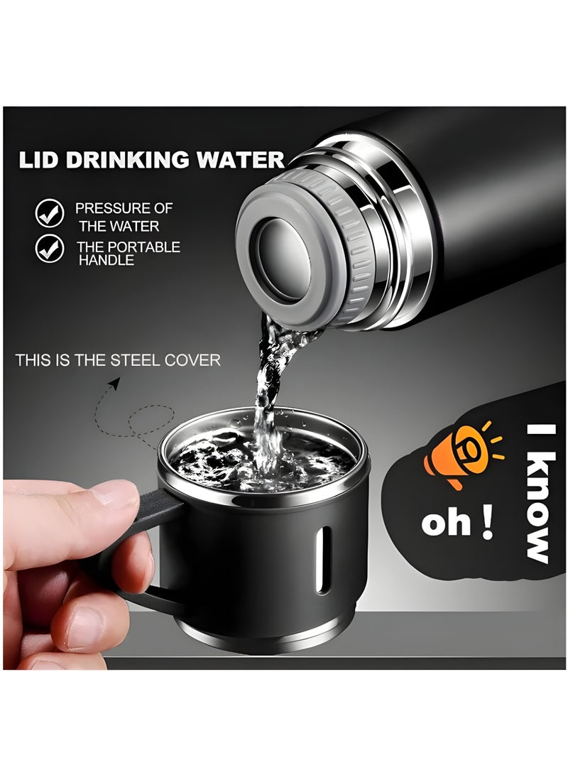 Vacuum Flask 500 ml Vacuum‑Insulated Stainless‑Steel Travel Mug – Double‑Layer Thermos with 3 Interlocking Lids/Cups, BPA‑Free - Image 2