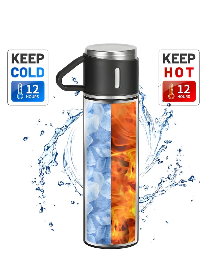 Vacuum Flask 500 ml Vacuum‑Insulated Stainless‑Steel Travel Mug – Double‑Layer Thermos with 3 Interlocking Lids/Cups, BPA‑Free - Image 5