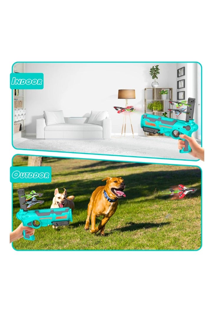 تشيس اب ألعاب طائرات للأولاد من سن 4 إلى 8 سنوات، ألعاب خارجية للأطفال من سن 4 إلى 8 سنوات، طائرة منجنيق مع 8 قطع طائرة شراعية، ألعاب للأولاد من سن 6 إلى 8 سنوات مع لعبة طائرة القذف بنقرة واحدة، هدايا للأولاد من سن 4 إلى 8 سنوات - Image 2