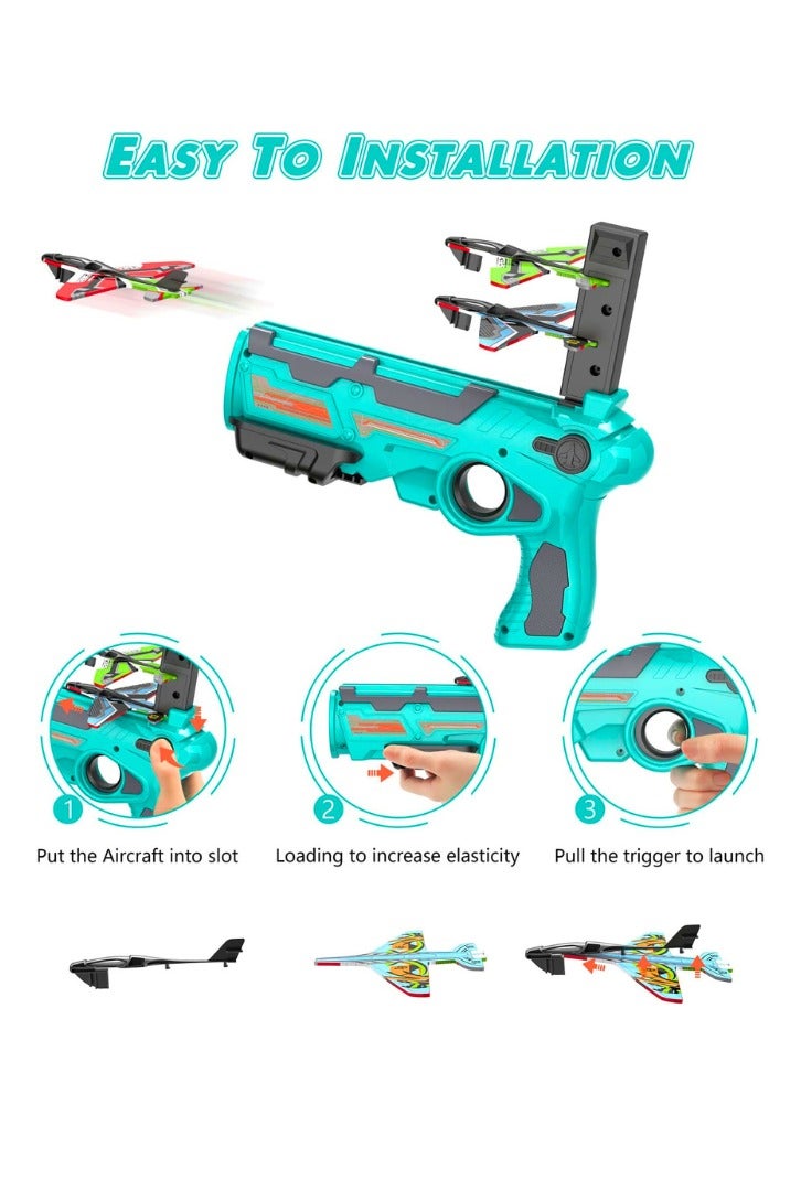تشيس اب ألعاب طائرات للأولاد من سن 4 إلى 8 سنوات، ألعاب خارجية للأطفال من سن 4 إلى 8 سنوات، طائرة منجنيق مع 8 قطع طائرة شراعية، ألعاب للأولاد من سن 6 إلى 8 سنوات مع لعبة طائرة القذف بنقرة واحدة، هدايا للأولاد من سن 4 إلى 8 سنوات - Image 3
