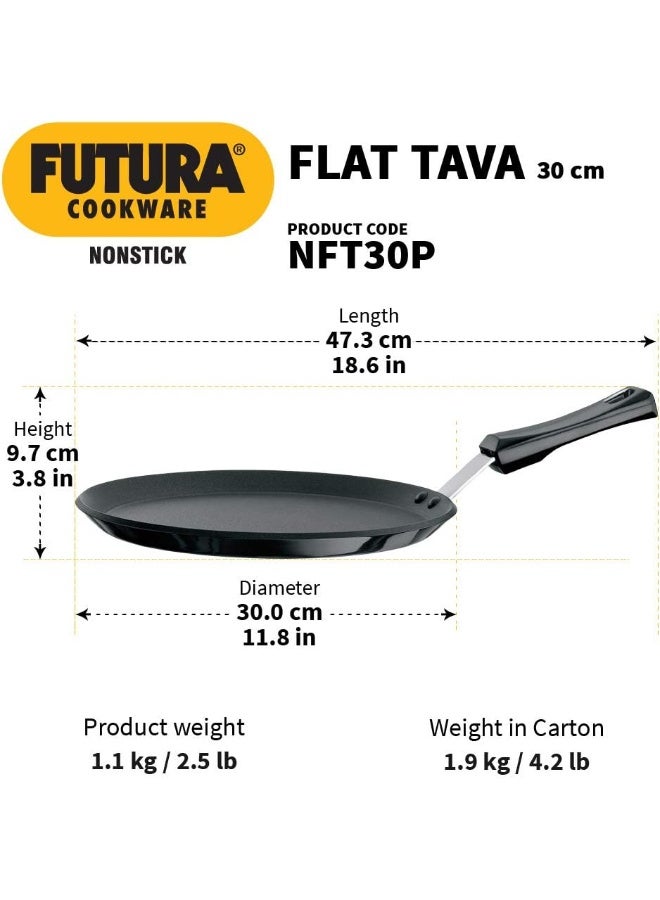 Hawkins Futura 30 cm Hard Anosdised Nonstick Flat Tawa with Plastic Handle, 4.88m  Thick body (NFT30P), Black - Image 3