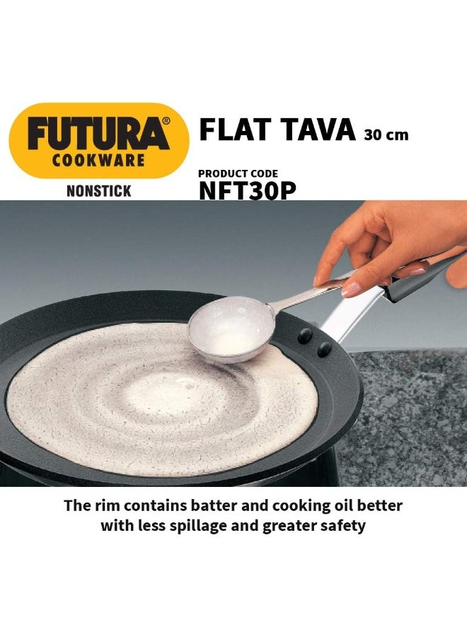 Hawkins Futura 30 cm Hard Anosdised Nonstick Flat Tawa with Plastic Handle, 4.88m  Thick body (NFT30P), Black - Image 4