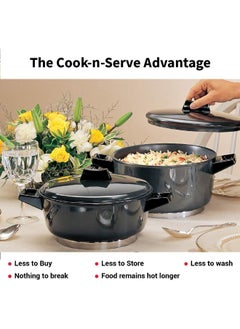 Hawkins 5 Liters Futura Aluminium Hard Anodised Cook-N-Serve Bowl,Black  - Image 5