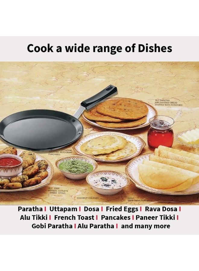 Hawkins Futura 30 cm Hard Anosdised Nonstick Flat Tawa with Plastic Handle, 4.88m  Thick body (NFT30P), Black - Image 5