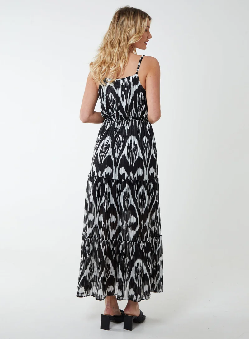 بلو فانيلا فستان ملفوف بطبعة مصقولة