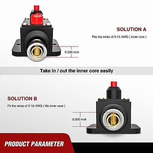 Nilight 60A Inline Circuit Breaker Resettable 12-24V DC Manual Reset Fuse Holder 3-15AWG Overload Protection for Car Audio Sound Amplifier System RV Marine Boat Truck Solar Inverter - Image 3