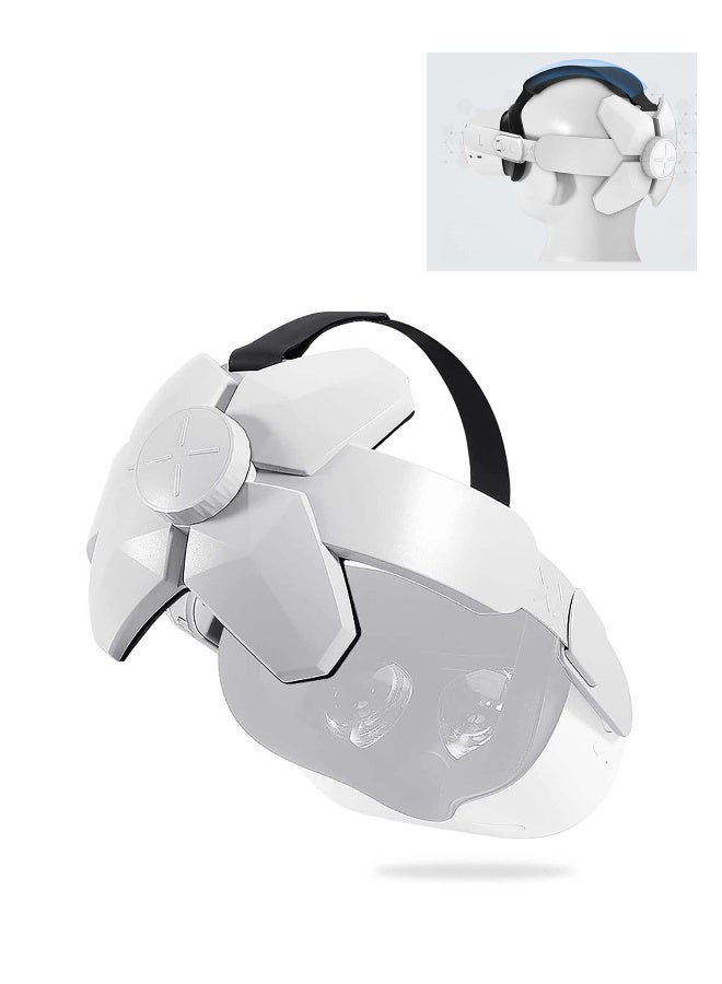 Adjustable Headband Compatible for Meta Quest 2, Oculus Quest 2 with Head Cushion, Replacement for Elite Strap Comfortable Protective Head Strap Reduce Pressure - White - Image 1