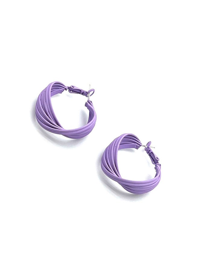 FLUFFY - Overlapping lines Earring Of Fluffy Women's Accessories-Purple - Image 1