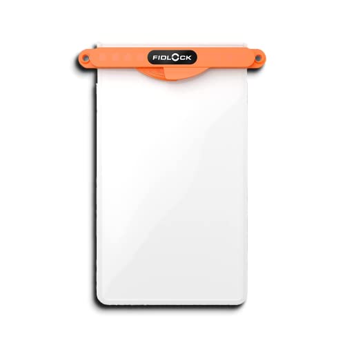 FIDLOCK Hermetic Dry Bag Medi - Flexible Magnetic Self-Sealing Bag for Cellphone | 100% Waterproof and Sand Proof - Practical Size with a Large Opening, with Lanyard Included - Transparent Orange - Image 1