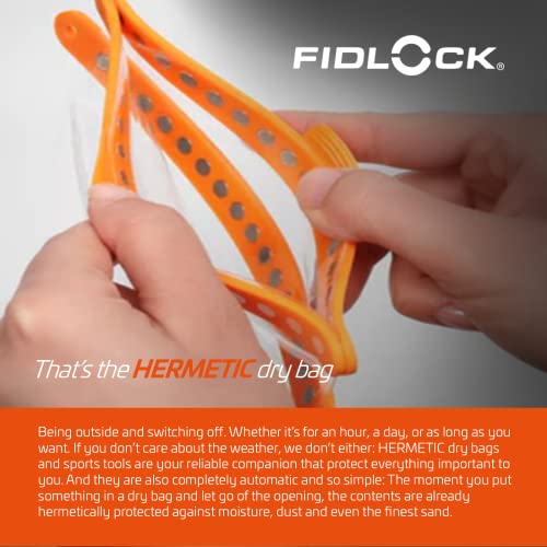 FIDLOCK Hermetic Dry Bag Medi - Flexible Magnetic Self-Sealing Bag for Cellphone | 100% Waterproof and Sand Proof - Practical Size with a Large Opening, with Lanyard Included - Transparent Orange - Image 4