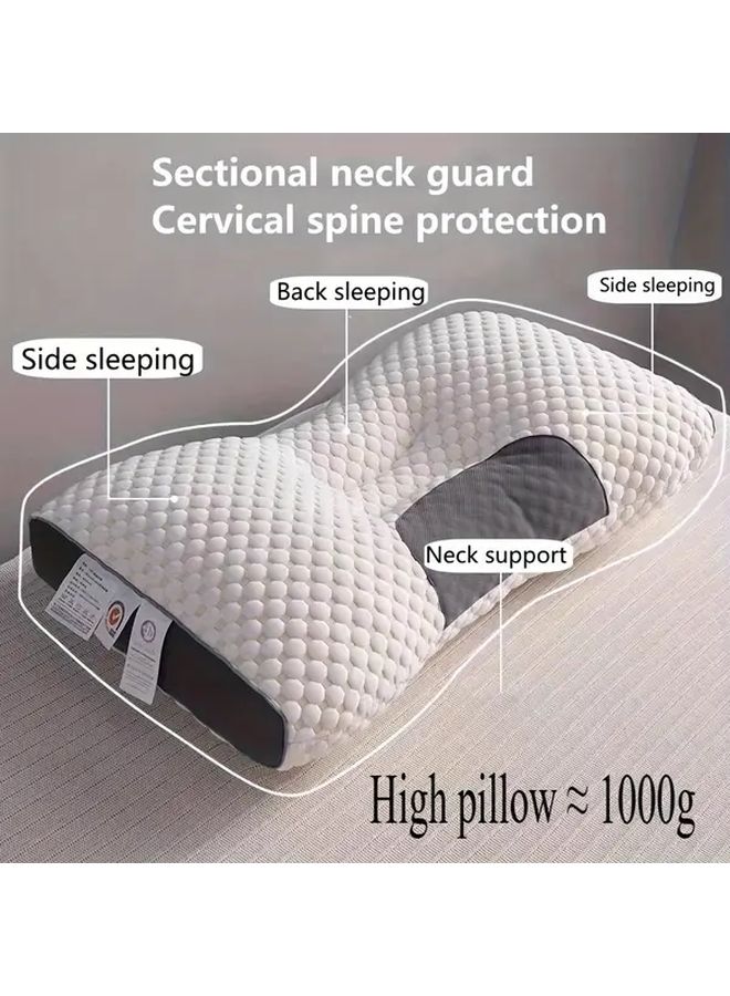 White Adult Knitted Neck Pillow Ergonomic Support Adjustable Detachable Cover Hand Washable - Image 1