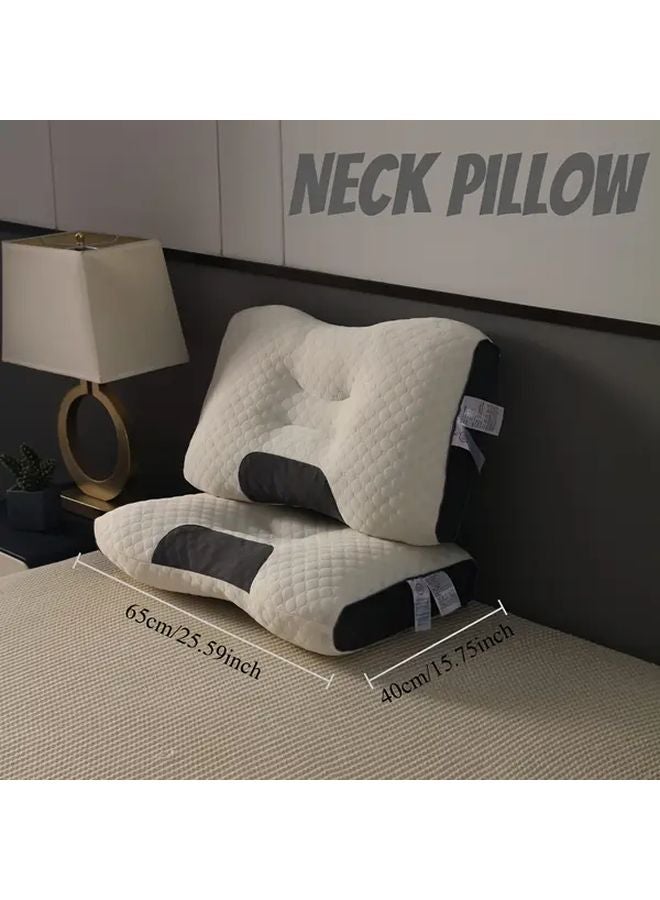 White Adult Knitted Neck Pillow Ergonomic Support Adjustable Detachable Cover Hand Washable - Image 4