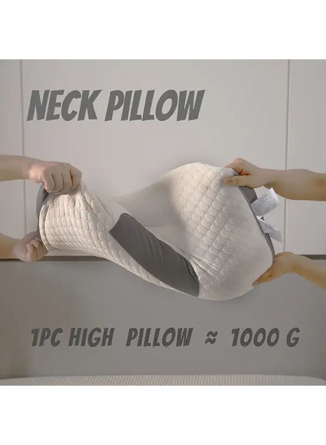 White Adult Knitted Neck Pillow Ergonomic Support Adjustable Detachable Cover Hand Washable - Image 5