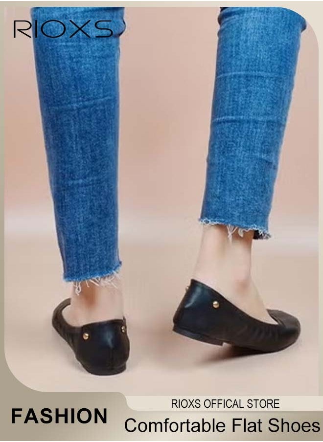 RIOXS - Women's Belice Ballet Flats, Ultra Soft Round Toe Slip-ons, Comfortable Flat Shoes, Walking Ballerina Shoes, Low Heel Dressy Ballerina Shoes, Anti-slip Work Shoes, Business Shoes, Dance Flats - Image 1