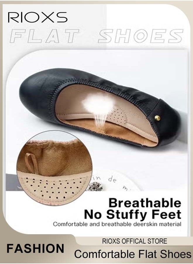 RIOXS - Women's Belice Ballet Flats, Ultra Soft Round Toe Slip-ons, Comfortable Flat Shoes, Walking Ballerina Shoes, Low Heel Dressy Ballerina Shoes, Anti-slip Work Shoes, Business Shoes, Dance Flats - Image 1
