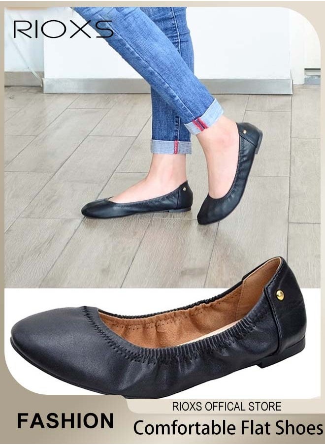 RIOXS - Women's Belice Ballet Flats, Ultra Soft Round Toe Slip-ons, Comfortable Flat Shoes, Walking Ballerina Shoes, Low Heel Dressy Ballerina Shoes, Anti-slip Work Shoes, Business Shoes, Dance Flats - Image 1