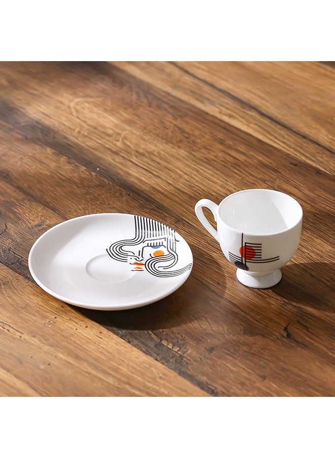 DANUBE HOME Claire Fine Bone China Espresso Cup & Saucer Set – Elegant Coffee Cup with Saucer, Durable and Microwave Safe, Perfect for Espresso Lovers and Gift Ideas 100ml  - Image 2