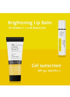 ديكونستركت تفكيك Glow Guard Duo | مرطب شفاه لتفتيح البشرة (4 جم) + جل واقي من الشمس (50 جم) | مرطب الشفاه - للشفاه الداكنة والمصطبغة والجافة والمتقشرة | يضيء الشفاه المصطبغة | جل واقي الشمس - عامل حماية من الشمس SPF 50+ جل واقي من الشمس لجميع أنواع البشرة | عبوة من 2  - Image 2