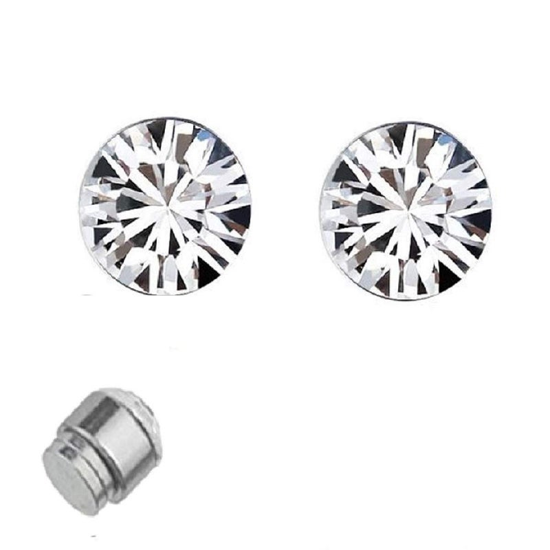 Oomph! OOMPH Jewellery Pair of Silver Stainless Steel V Small Magnetic Non-Piercing Stud Earrings For Men & Boys (EFQ7) - Image 5