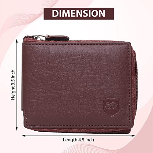 SAMTROH Men's PU Leather Wallet with Flap & Snap Button Closure | Slim Wallet with Coin Pocket, 4 Card Slots, ID Window | Stylish Casual Formal Travel Purse for Men Compact Pocket Size (Brown) - Image 4