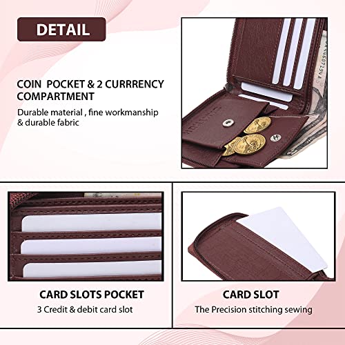 SAMTROH Men's PU Leather Wallet with Flap & Snap Button Closure | Slim Wallet with Coin Pocket, 4 Card Slots, ID Window | Stylish Casual Formal Travel Purse for Men Compact Pocket Size (Brown) - Image 5
