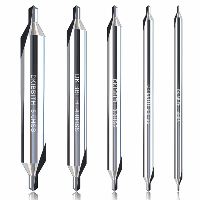 DKIBBITH 5pc Long Center Drill Bit Set, M2 HSS 60-Degree Angle 4'' Overall Length Center Drill Bits Kit, Countersink Tools for Metalworking Lathe Milling and Countersinking, Size 1.0 2.0 3.0 4.0 5.0 - Image 1