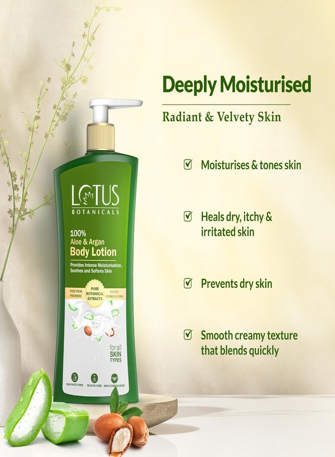 Lotus Botanicals 100% Aloe & Argan Body Lotion | 270ml (Pack Of 2) | Deeply Moisturizes Dry Skin Smooth & Nourished Skin | Repairs Damaged Skin | No Parabens | All Skin Types | For Women and Men - Image 3