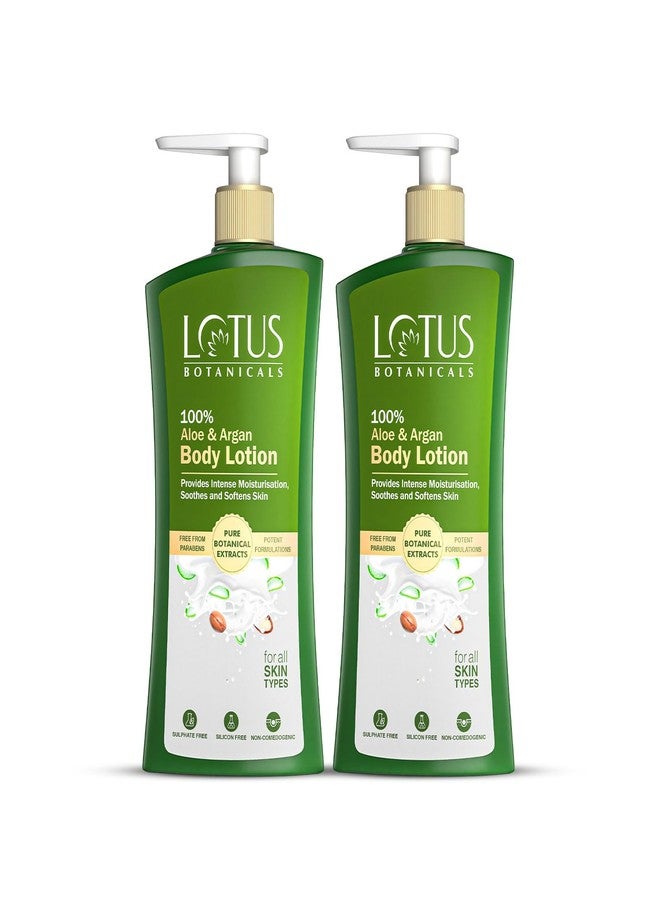Lotus Botanicals 100% Aloe & Argan Body Lotion | 270ml (Pack Of 2) | Deeply Moisturizes Dry Skin Smooth & Nourished Skin | Repairs Damaged Skin | No Parabens | All Skin Types | For Women and Men - Image 1