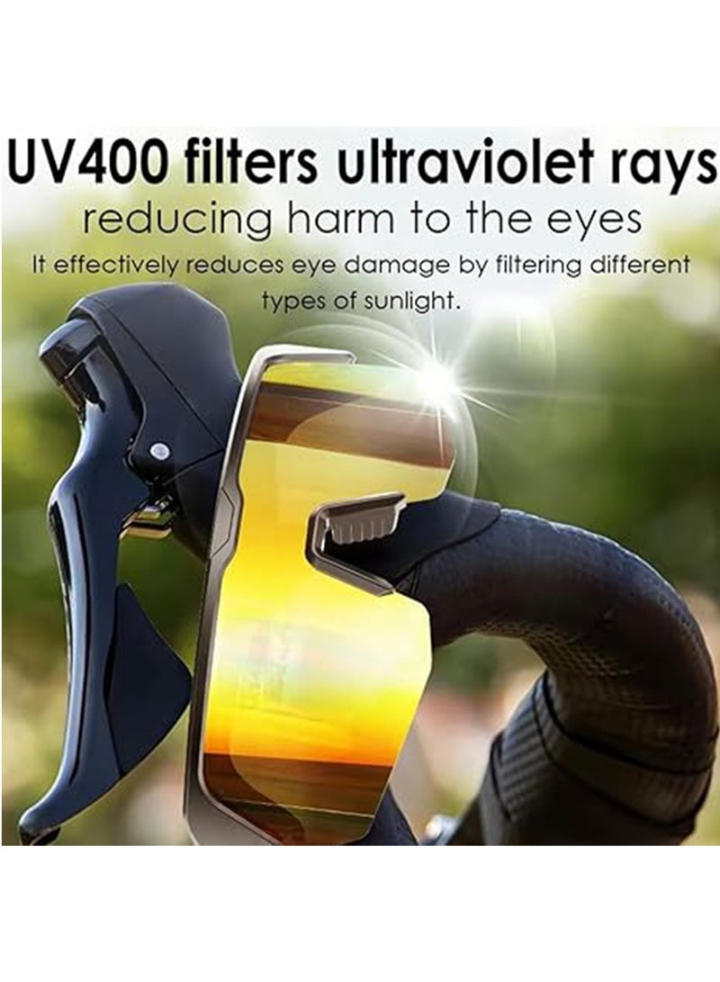 نظارات شمسية رياضية خارجية، نظارات ذكية، نظارات بلوتوث عصرية لركوب الدراجات للاستماع إلى الأغاني والمكالمات، نفس النمط للرجال والنساء (YJ006 مطلي بالذهب) - Image 4