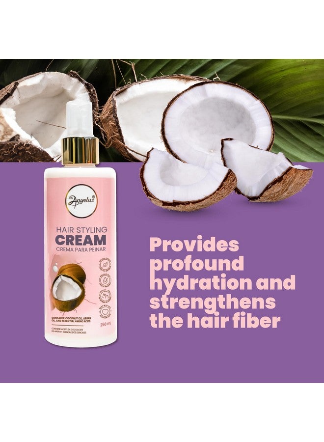 ANYELUZ Coconut Hair Styling Cream Provides Strength Deep Hydration And Frizz Control With Argan Oil Detangler For All Hair Types Daily Use  - Image 2