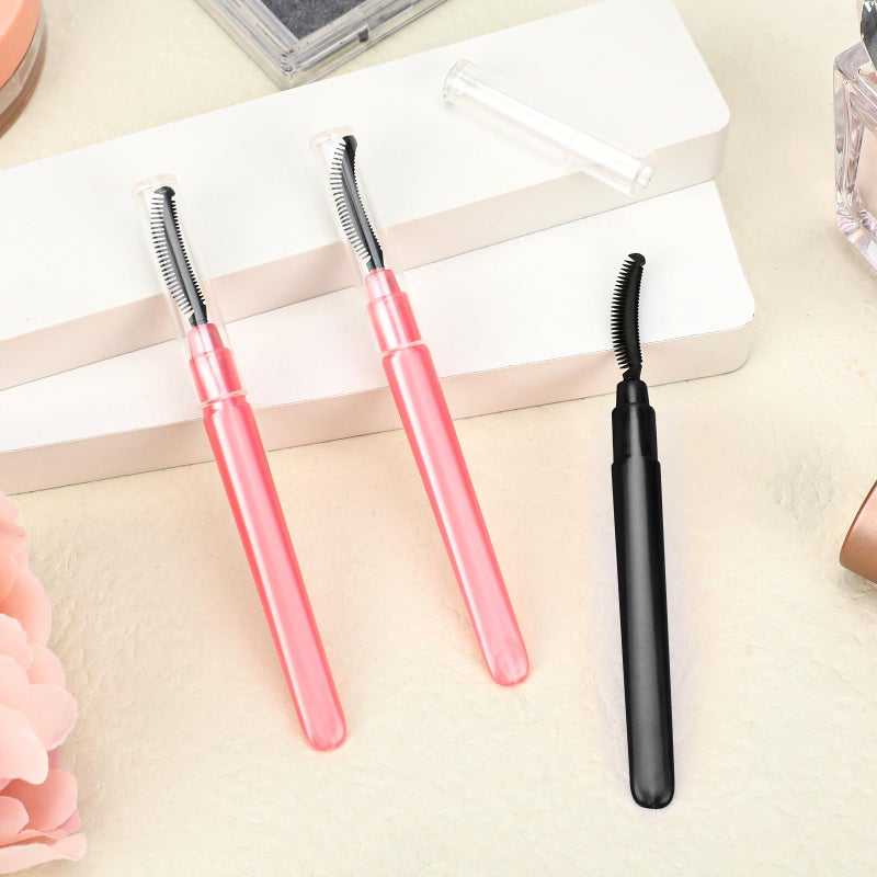 Sliverdew 4 Pcs Silicone Eyelash Separator Tool Lash Wand Brush Eyebrow Spoolie Brush Eyelashes Definer with Lid Lash Separating Comb (Pink, Black) - Image 5