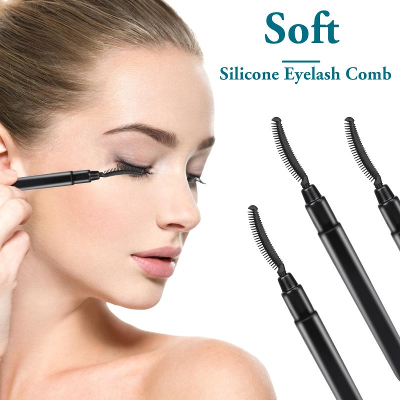 Sliverdew 4 Pcs Silicone Eyelash Separator Tool Lash Wand Brush Eyebrow Spoolie Brush Eyelashes Definer with Lid Lash Separating Comb (Pink, Black) - Image 3