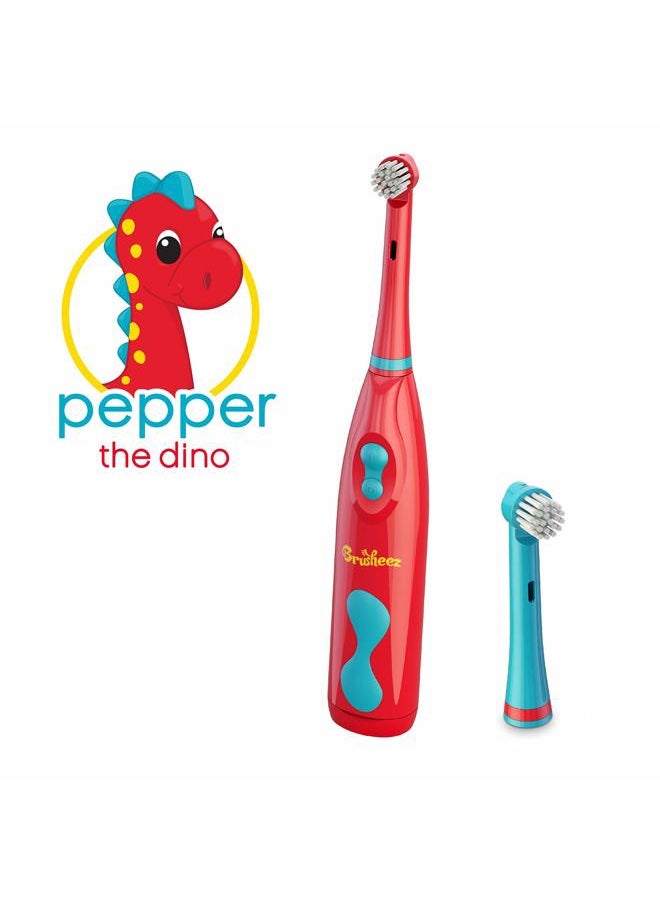 Brusheez Electronic Toothbrush Replacement Brush Heads 2 Pack (Pepper The Dinosaur)  - Image 2