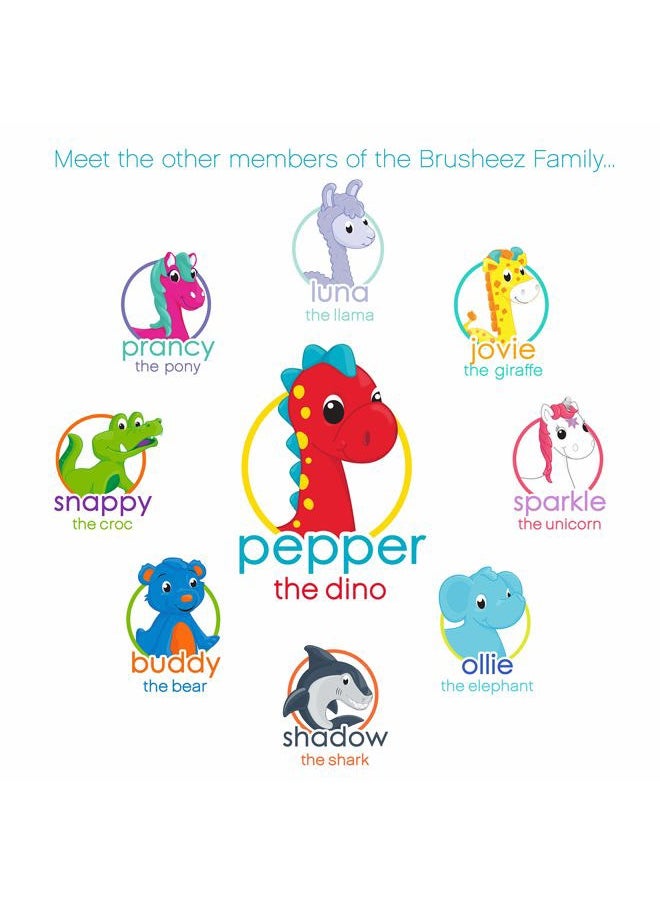 Brusheez Electronic Toothbrush Replacement Brush Heads 2 Pack (Pepper The Dinosaur)  - Image 5