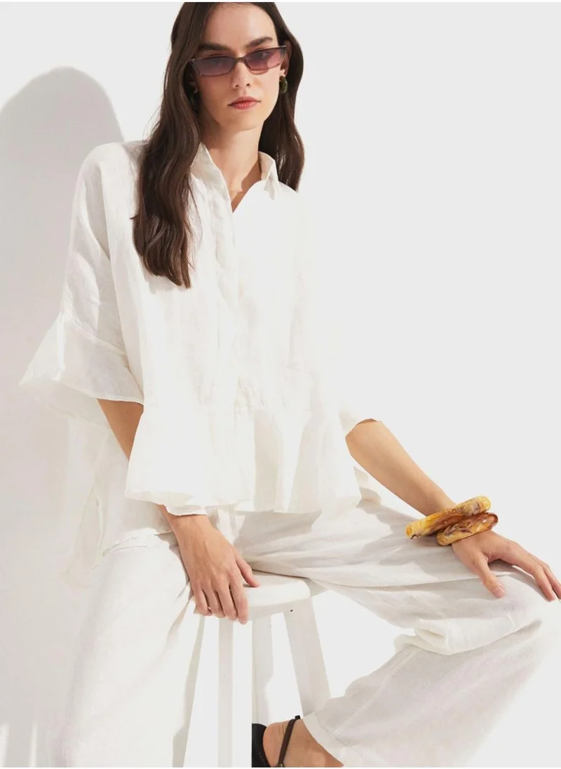JUNE Frill Sleeve Shirt