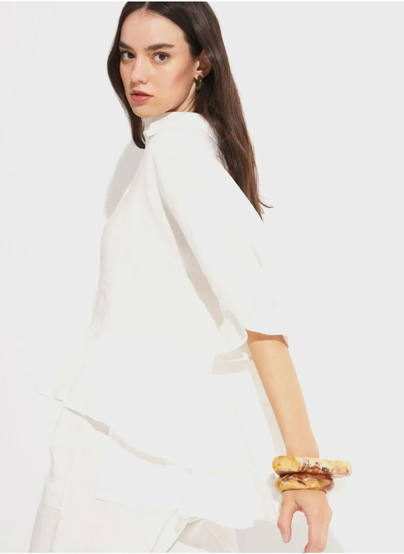 JUNE Frill Sleeve Shirt