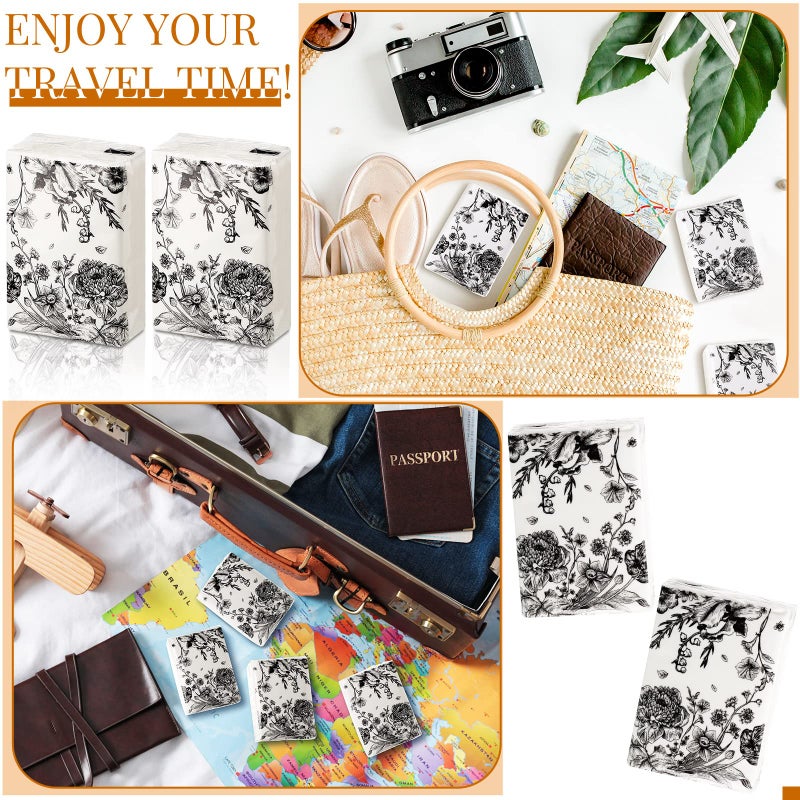 Perthlin 50 Bulk Travel Tissue Packs Funeral Tissues Memorial Facial Tissues Funeral Facial Tissue Pack for Guests 3 Ply Black Floral Pocket Size Memorial Favors Travel Size for Family Friends - Image 2
