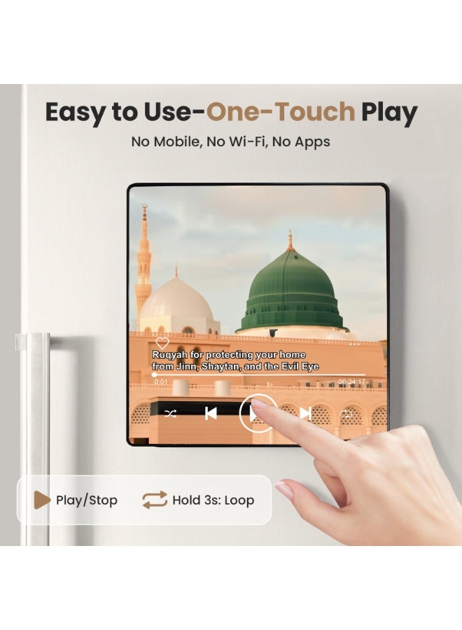 Angola Panda Quran Magnet Speaker for Fridge - Preloaded Surah Player with Islamic Recitations, Portable Magnetic, USB-C Rechargeable, Touch Control, Ramadan & Eid Gifts, Islamic Gifts(Surah Al-Baqarah) - Image 2
