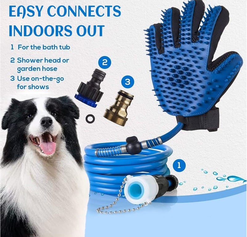 Pet Bathing Massaging Gloves (With External Hose) For Outdoor Grooming - Image 4