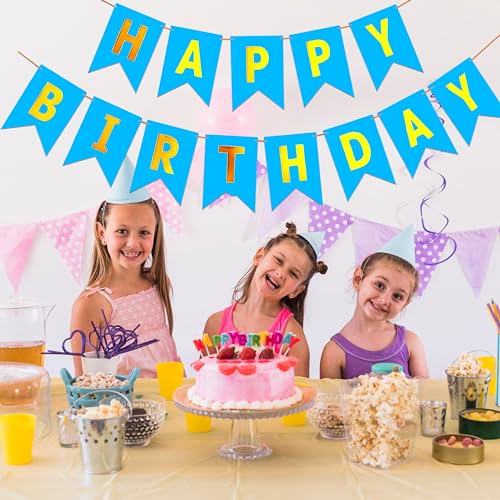 Propsicle Birthday Cardboard Blue Pack of 1 Fishtail Banner Party Decoration Item with Ribbon Boy Prince Theme Bunting - Image 3