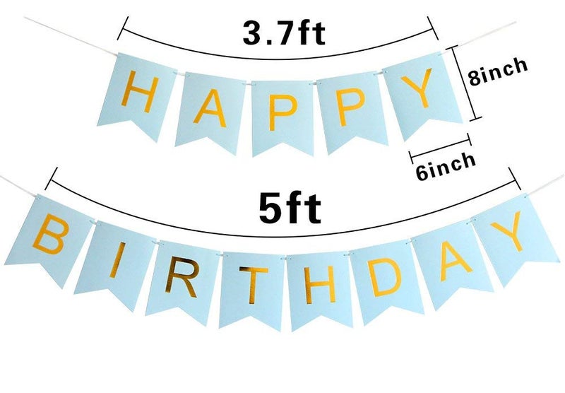 Propsicle Birthday Cardboard Blue Pack of 1 Fishtail Banner Party Decoration Item with Ribbon Boy Prince Theme Bunting - Image 2
