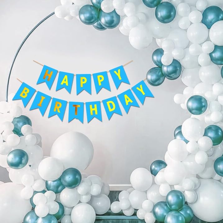 Propsicle Birthday Cardboard Blue Pack of 1 Fishtail Banner Party Decoration Item with Ribbon Boy Prince Theme Bunting - Image 5
