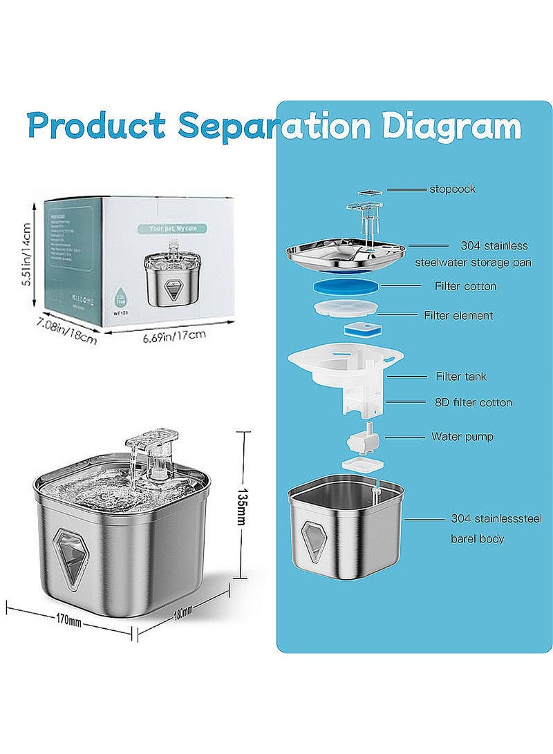 كيدل 2.5L قدرة كبيرة القط موزع المياه الحيوانات الأليفة موزع المياه الذكية القط التلقائي المياه الاستشعار - Image 4