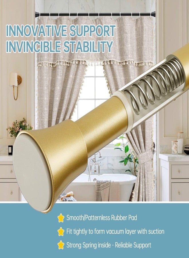 EBOATOP Gold Shower Curtain Rod - Tension Curtain Rod Adjustable 32 to 62 inch Spring Tension Shower Rod No Drilling Non Slip, Gold - Image 5